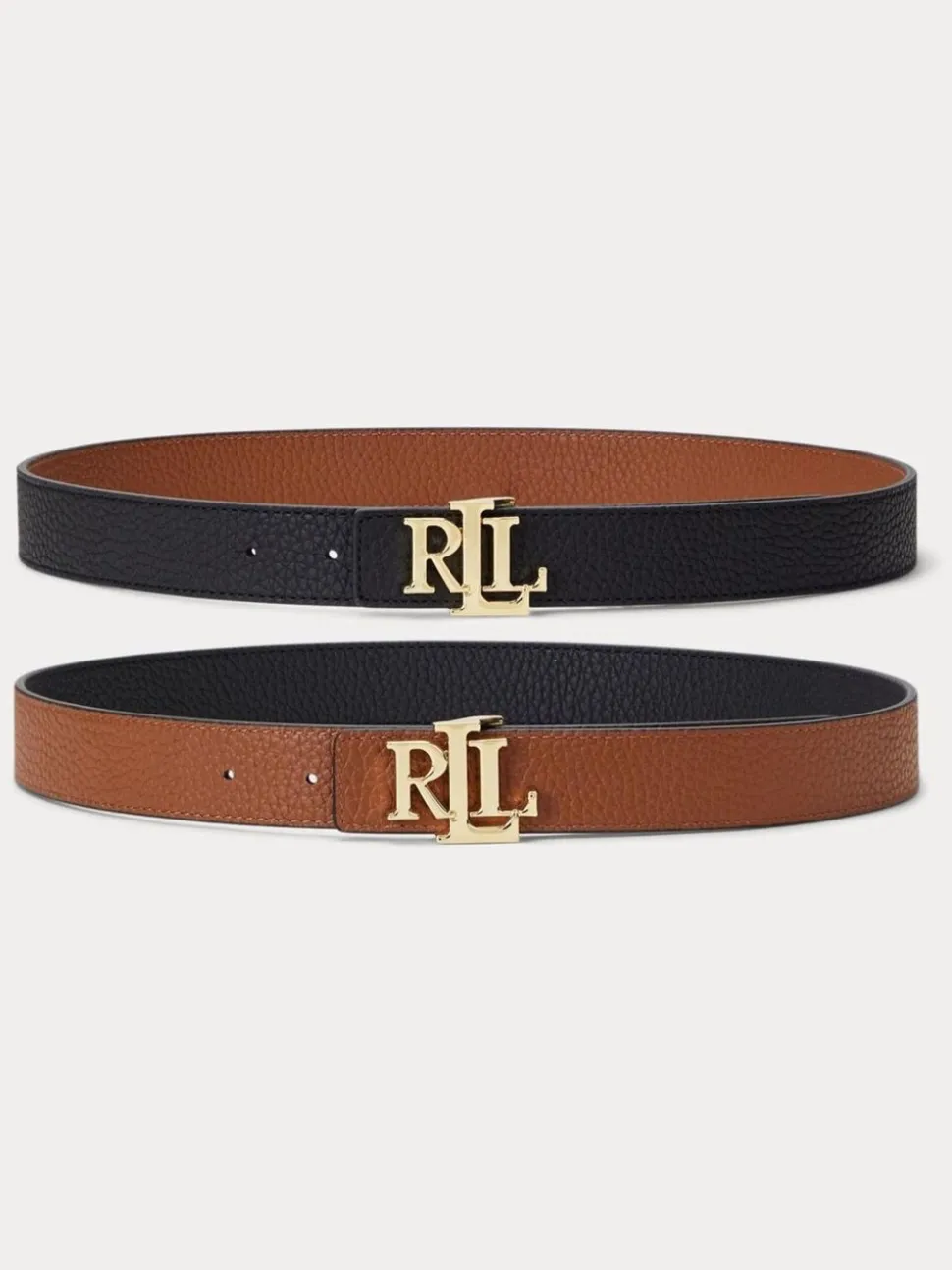 Lauren Ralph Lauren 2,5cm Omkeerbare kiezelkleurige leren riem met logo