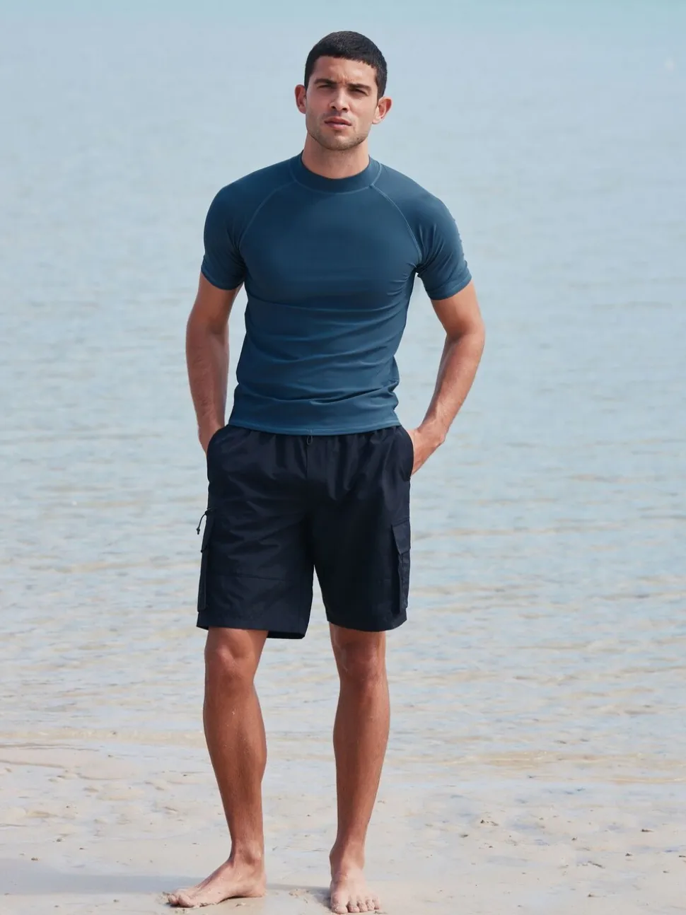 Leisteen grijs - Actief rash vest met korte mouwen