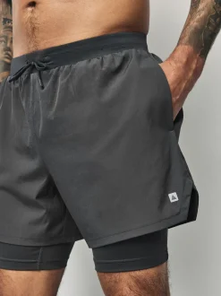 Leisteen grijs - Active 2-in-1 shorts