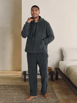 Leisteen grijs - Borg Fleece Ribbed Texture Hoodie