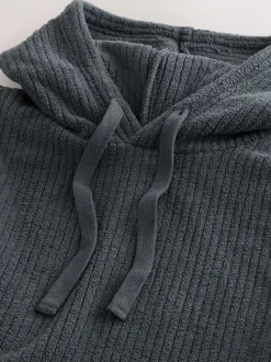 Leisteen grijs - Borg Fleece Ribbed Texture Hoodie