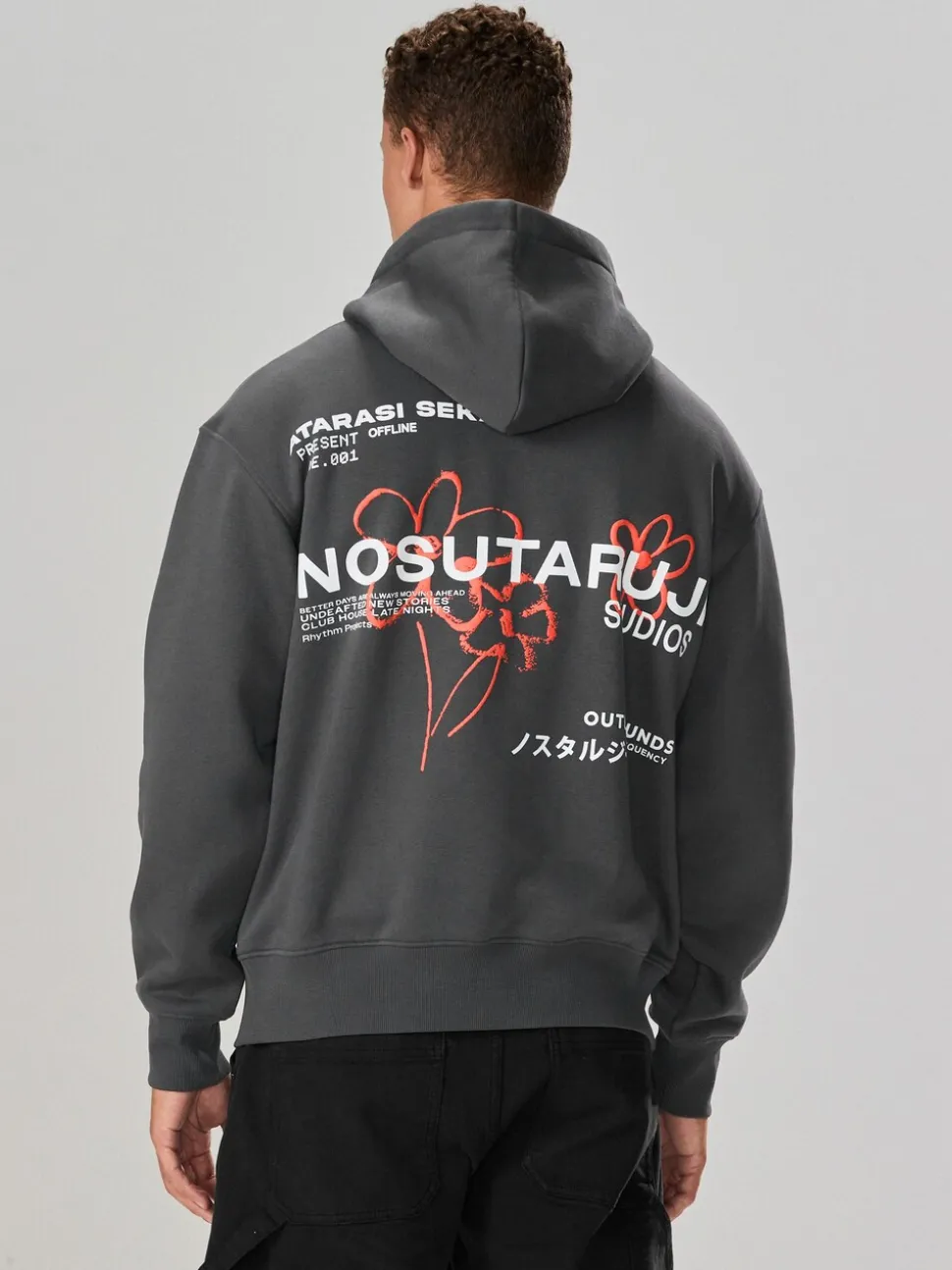 Leisteen grijs - Hoodie met grafische print