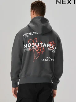 Leisteen grijs - Hoodie met grafische print