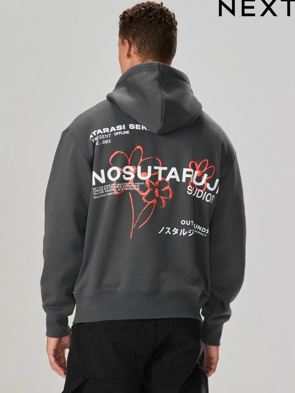 Leisteen grijs - Hoodie met grafische print