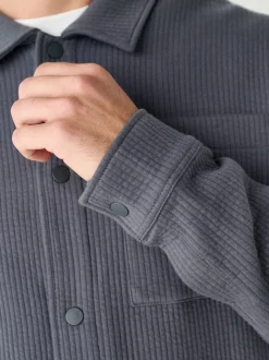 Leisteen grijs - Linear Texture Popper Shacket