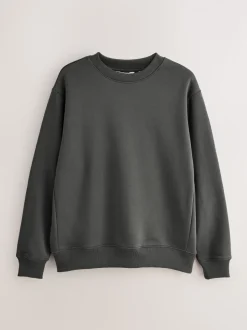 Leisteen grijs - Normale Pasvorm - Heavyweight Cotton Rich Crew Neck Sweatshirt