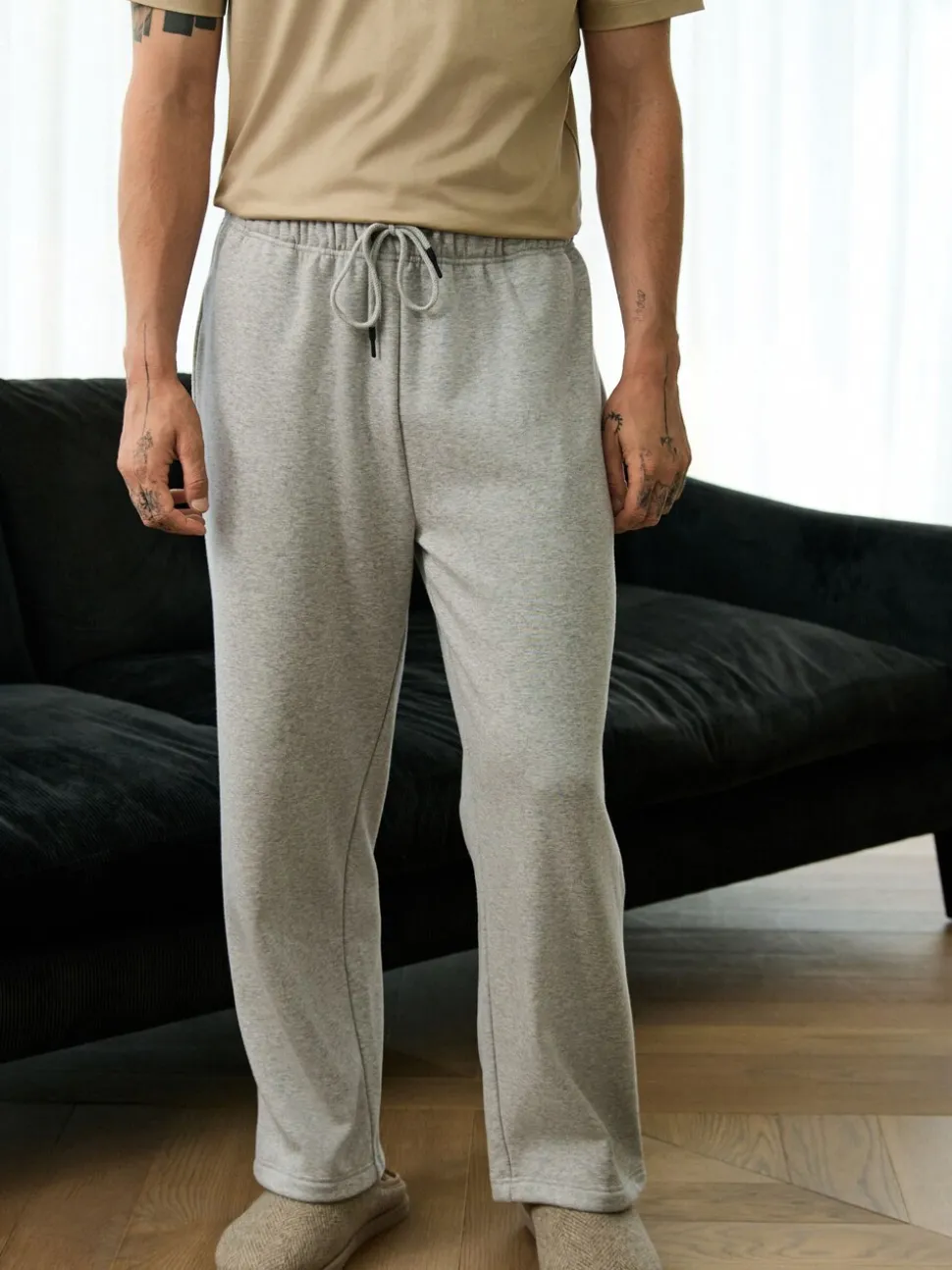 Leisteen grijs - Velour Lined Open Hem Joggers