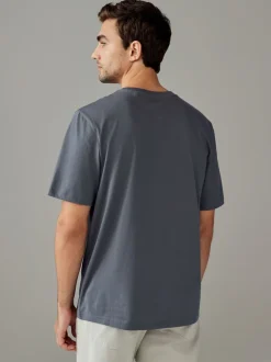 Leisteengrijs - Normale Pasvorm - Essentieel katoenen T-shirt met ronde hals