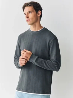 Leisteengrijs - T-shirt met lange mouwen en ronde hals
