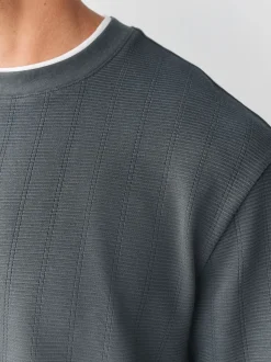 Leisteengrijs - T-shirt met lange mouwen en ronde hals