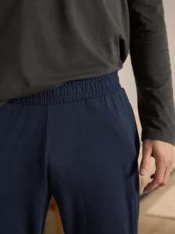 Leisteengrijs/marineblauw - Jersey pyjamaset met lange mouwen