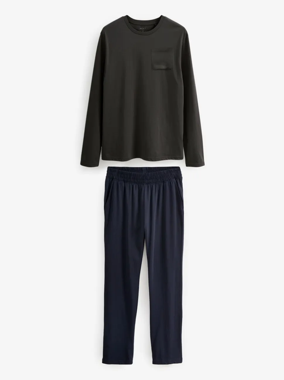 Leisteengrijs/marineblauw - Jersey pyjamaset met lange mouwen