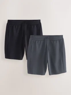 Leisteenkleurig/marineblauw - 2 jersey shorts met ritszakje