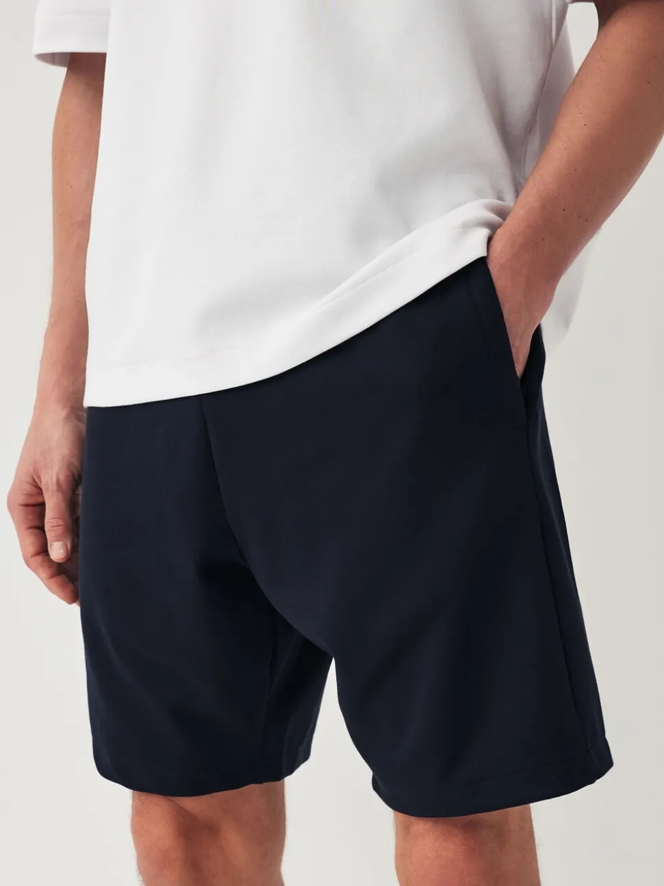 Leisteenkleurig/marineblauw - 2 jersey shorts met ritszakje