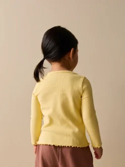 Lemon Yellow Dog - Long sleeve Embroidered Ribbed Top (3mths-7yrs)
