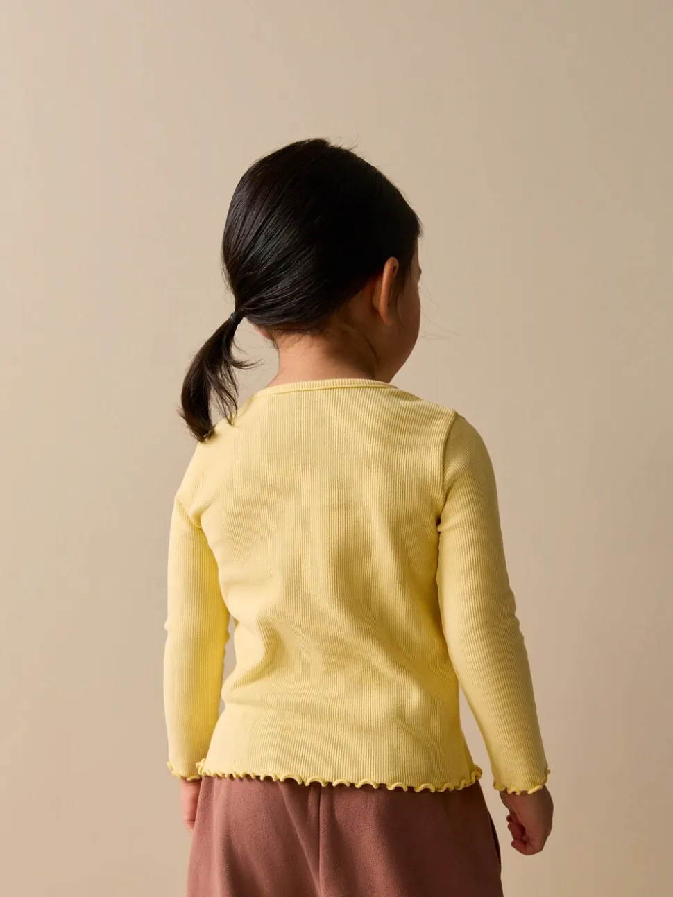 Lemon Yellow Dog - Long sleeve Embroidered Ribbed Top (3mths-7yrs)