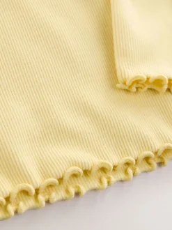 Lemon Yellow Dog - Long sleeve Embroidered Ribbed Top (3mths-7yrs)