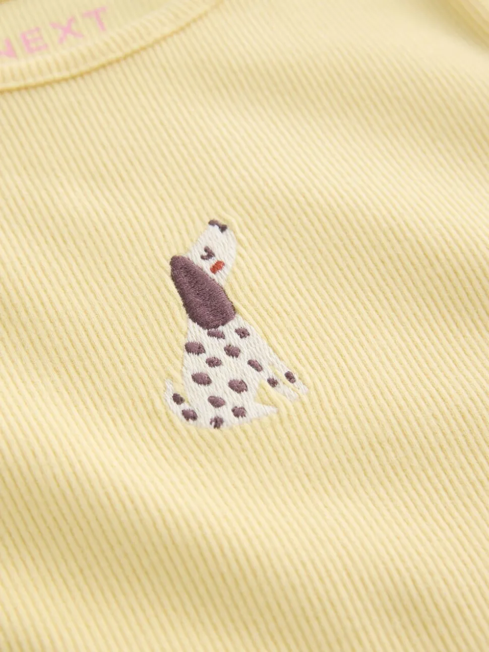 Lemon Yellow Dog - Long sleeve Embroidered Ribbed Top (3mths-7yrs)