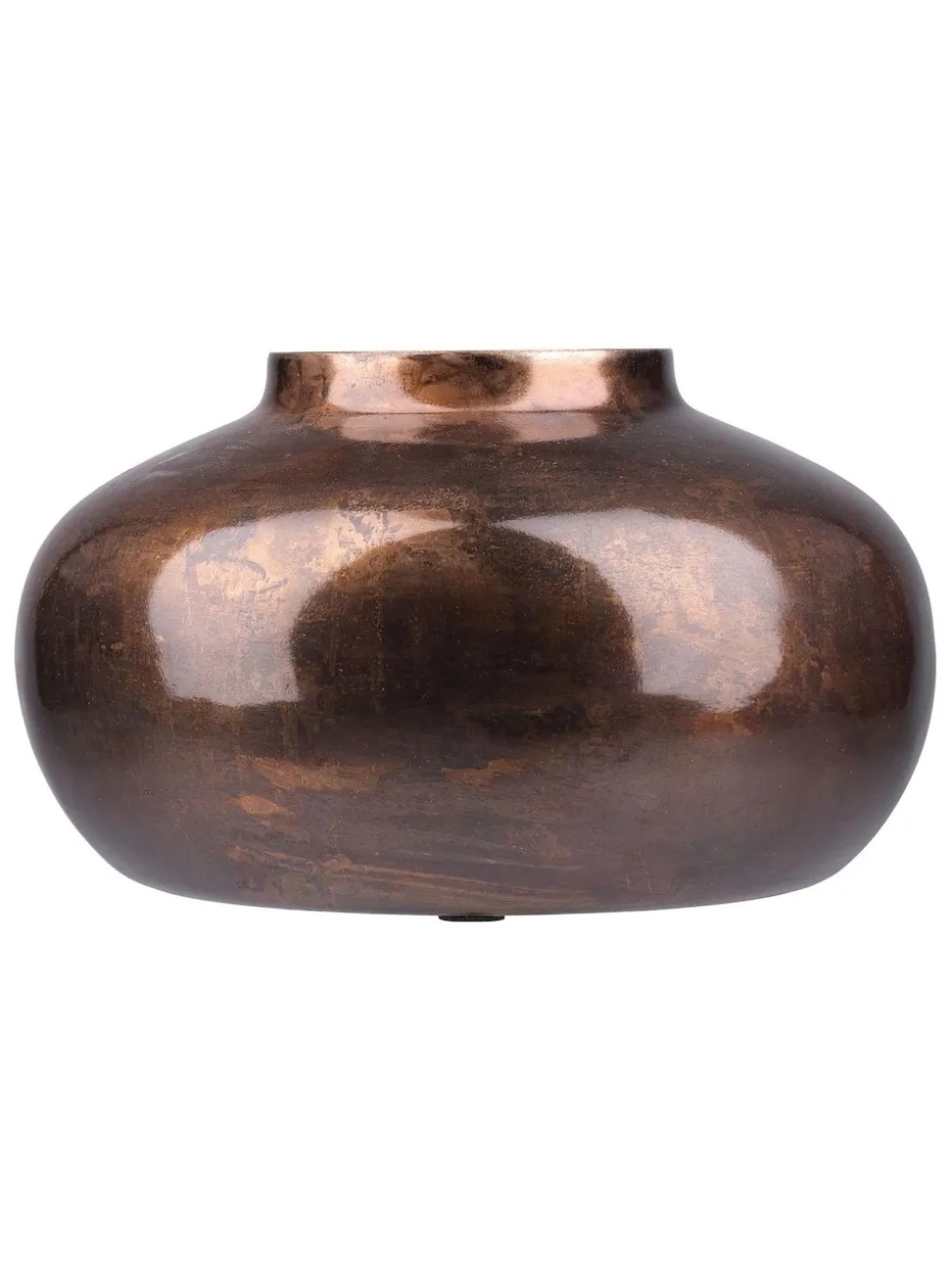 Libra Interiors Large Tambora Copper Finish Metal Squat Vase