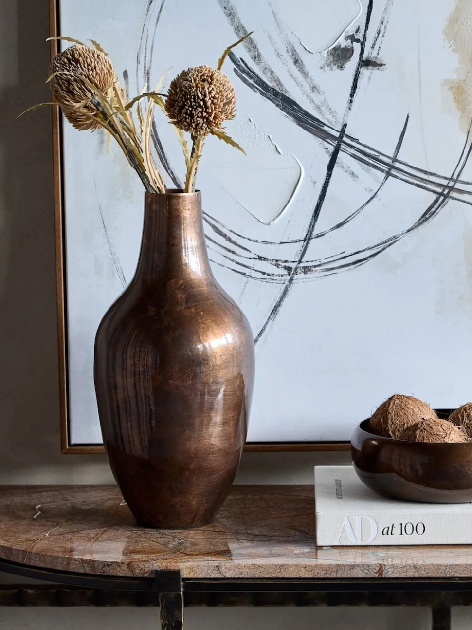 Libra Interiors Tambora Copper Finish Metal Vase Small