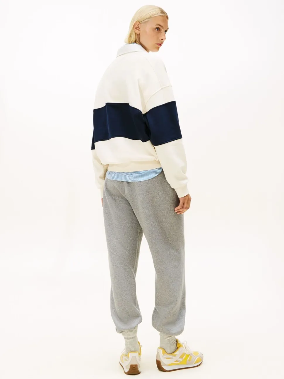 Licht beige - Tommy Hilfiger goudkleurig relaxed rugby-sweatshirt met knopen
