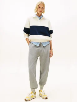 Licht beige - Tommy Hilfiger goudkleurig relaxed rugby-sweatshirt met knopen