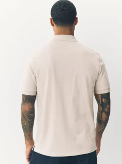 Licht neutraal gemêleerd - Normale Pasvorm - Piqué poloshirt met korte mouwen