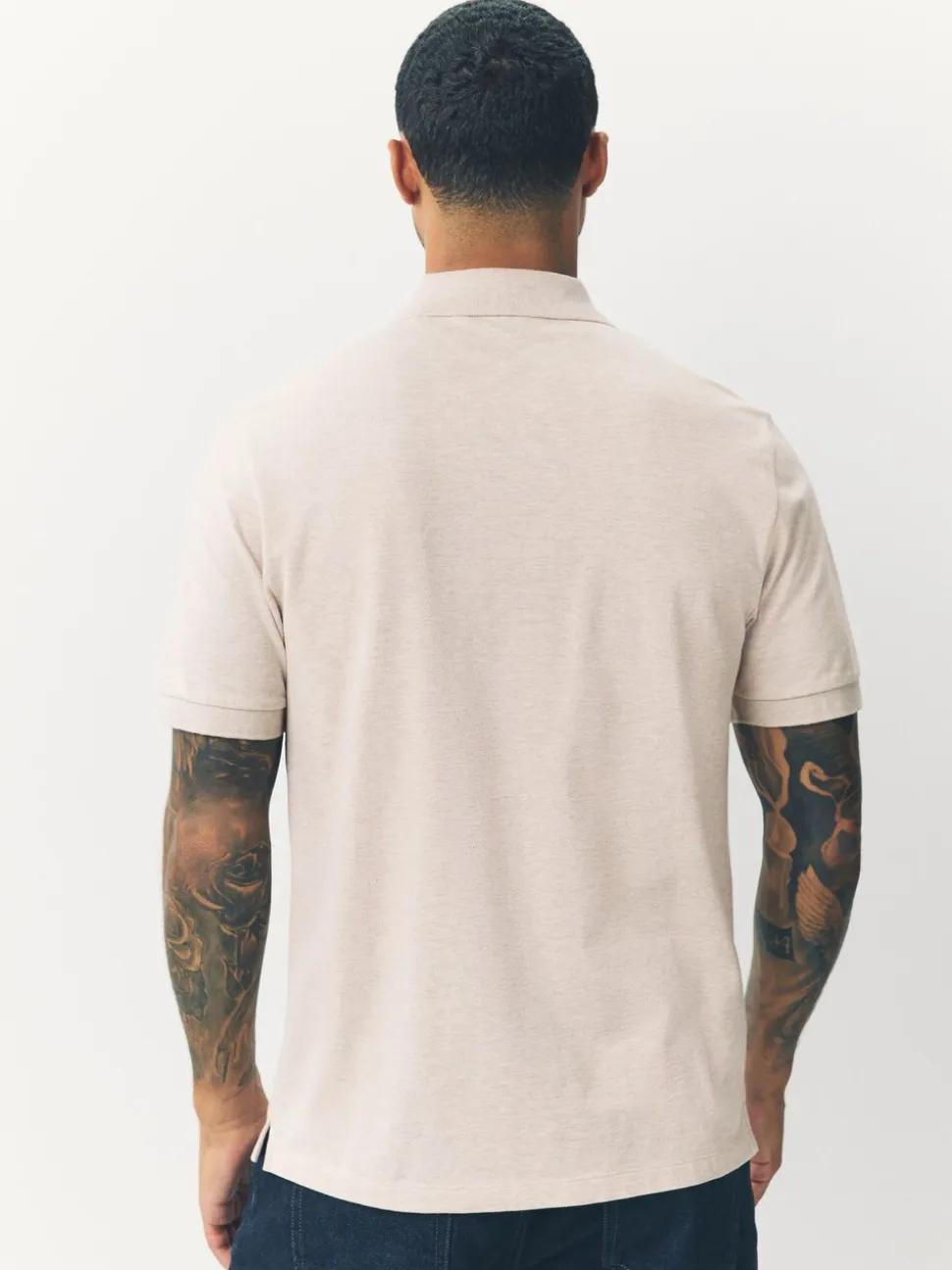Licht neutraal gemêleerd - Normale Pasvorm - Piqué poloshirt met korte mouwen