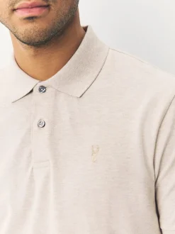 Licht neutraal gemêleerd - Normale Pasvorm - Piqué poloshirt met korte mouwen