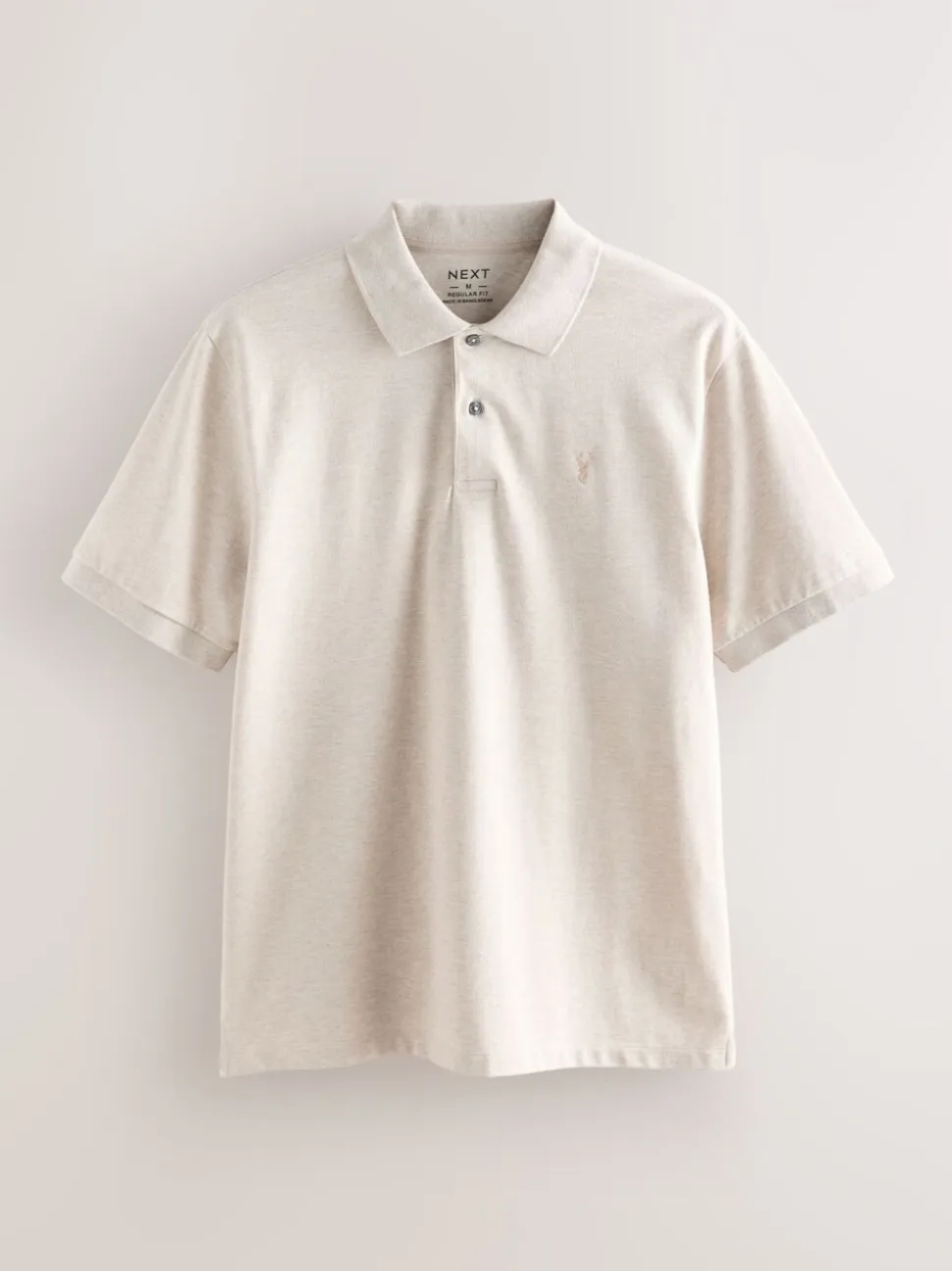 Licht neutraal gemêleerd - Normale Pasvorm - Piqué poloshirt met korte mouwen