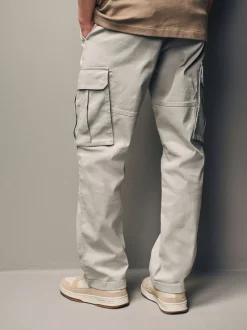 Licht pastelgeel - Straight fit - Katoenen cargostretchbroek