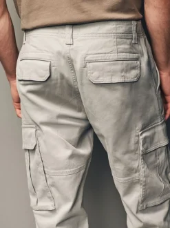 Licht pastelgeel - Straight fit - Katoenen cargostretchbroek