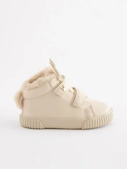 Lichtbeige met konijn - Hoge sneakers met klittenbandsluiting