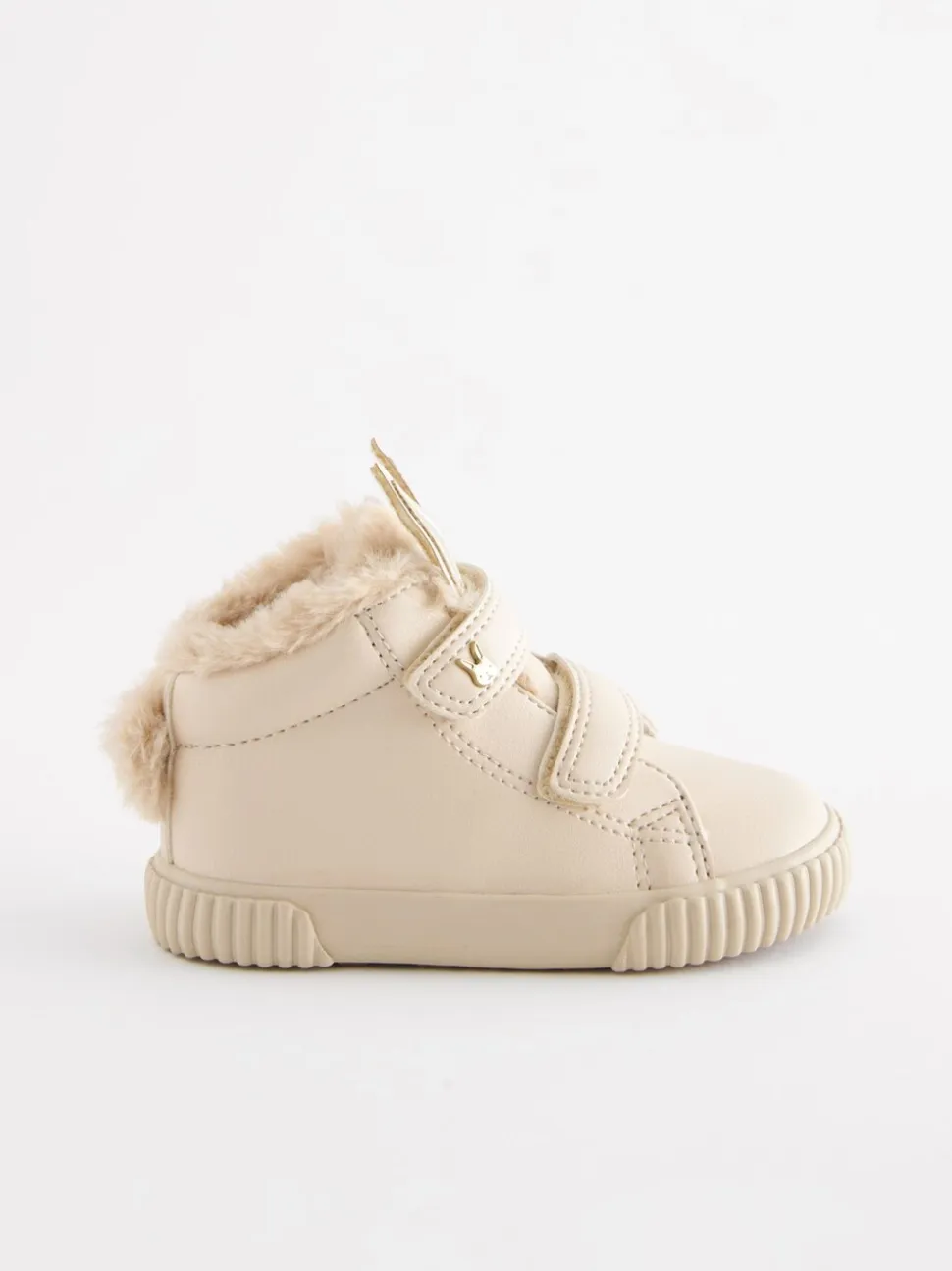 Lichtbeige met konijn - Hoge sneakers met klittenbandsluiting