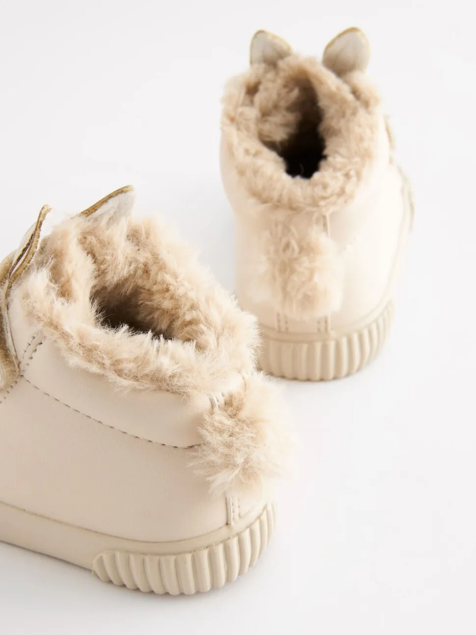 Lichtbeige met konijn - Hoge sneakers met klittenbandsluiting