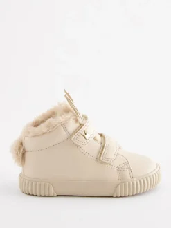 Lichtbeige met konijn - Hoge sneakers met klittenbandsluiting