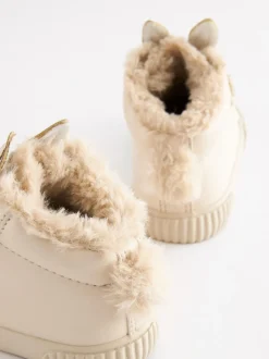 Lichtbeige met konijn - Hoge sneakers met klittenbandsluiting