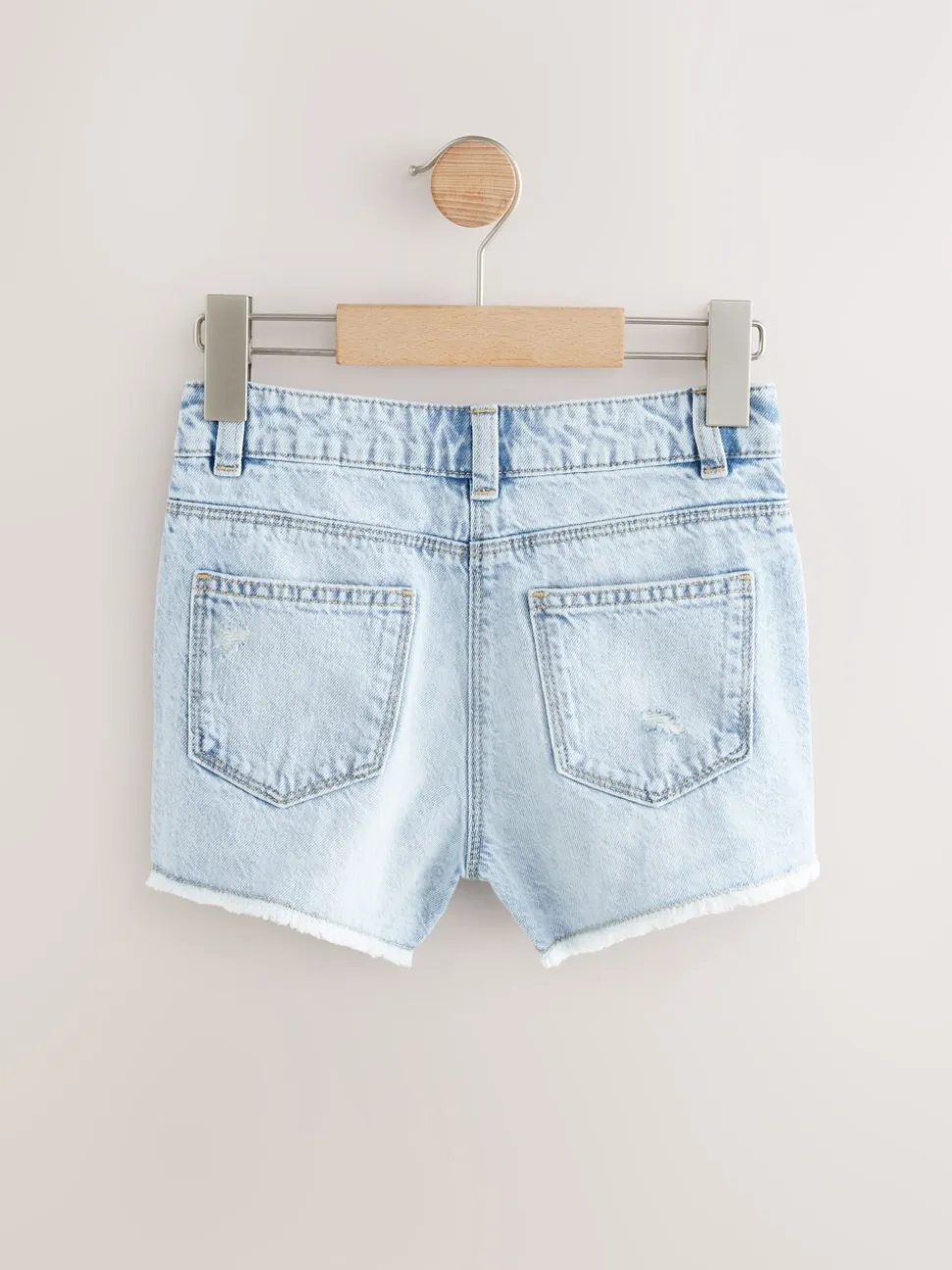 Lichtblauw - 100% katoenen shorts met gerafelde rand (3-16jr)