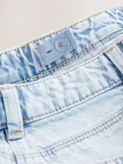 Lichtblauw - 100% katoenen shorts met gerafelde rand (3-16jr)