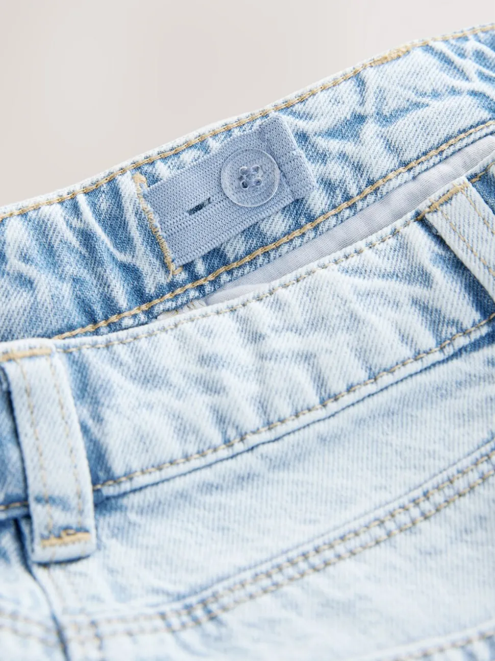 Lichtblauw - 100% katoenen shorts met gerafelde rand (3-16jr)