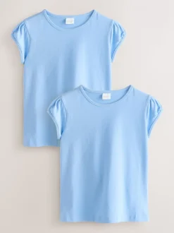 Lichtblauw - 2 -pack T-shirts met pofmouwen (3-16jaar)