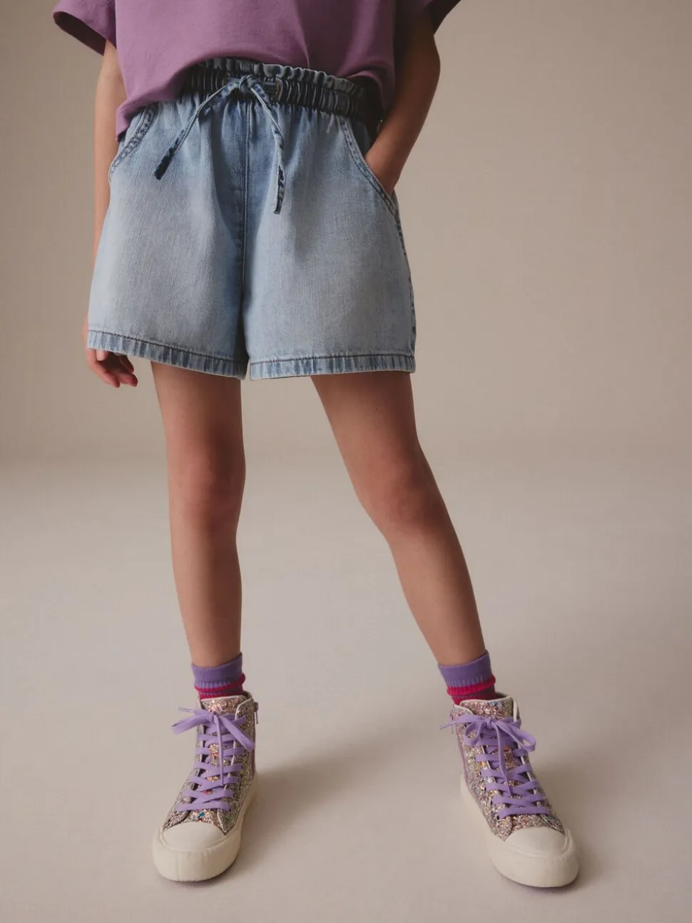 Lichtblauw - Denim short (3-16 jr)