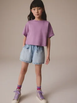 Lichtblauw - Denim short (3-16 jr)