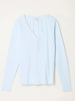 Lichtblauw - FatFace Pointelle Henley Top