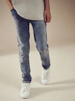 Lichtblauw - Jeans met stretch en elastische taille (3-16 jr)