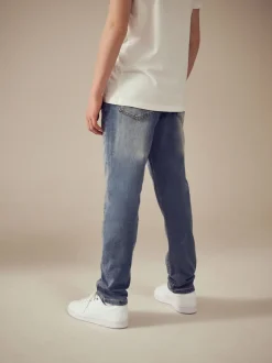 Lichtblauw - Jeans met stretch en elastische taille (3-16 jr)