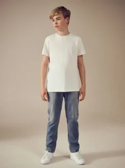 Lichtblauw - Jeans met stretch en elastische taille (3-16 jr)