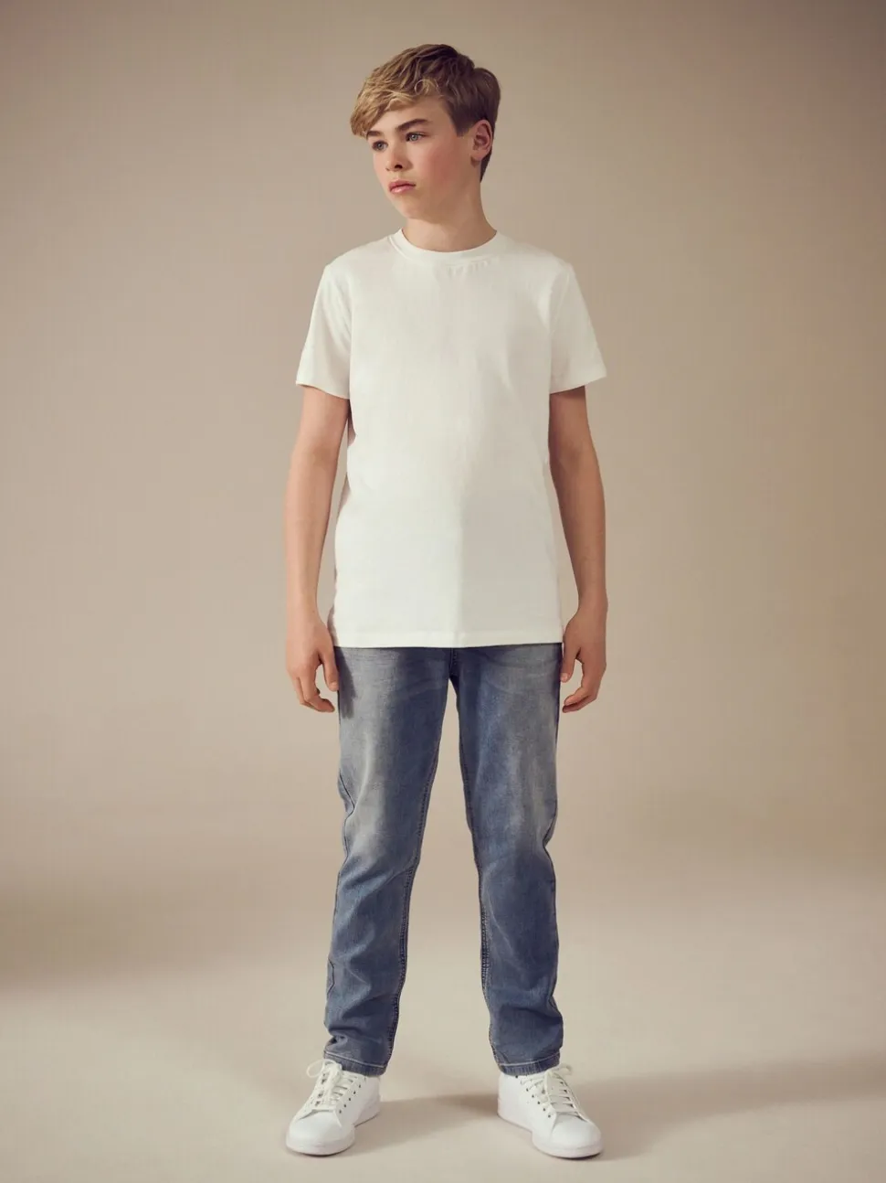 Lichtblauw - Jeans met stretch en elastische taille (3-16 jr)