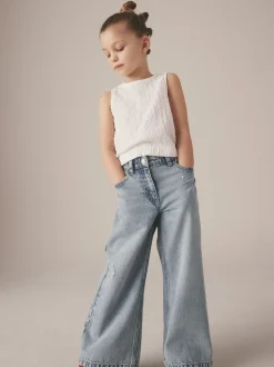 Lichtblauw - Jeans met wijde pijpen (3-16 jr)