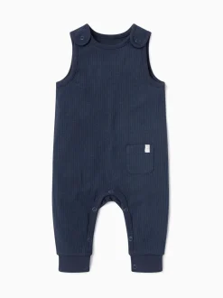 Lichtblauw - MORI Ribbed Romper Dungarees